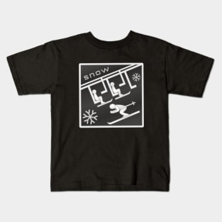 雪 Snow - Kanji Logo - Silver / Black Kids T-Shirt